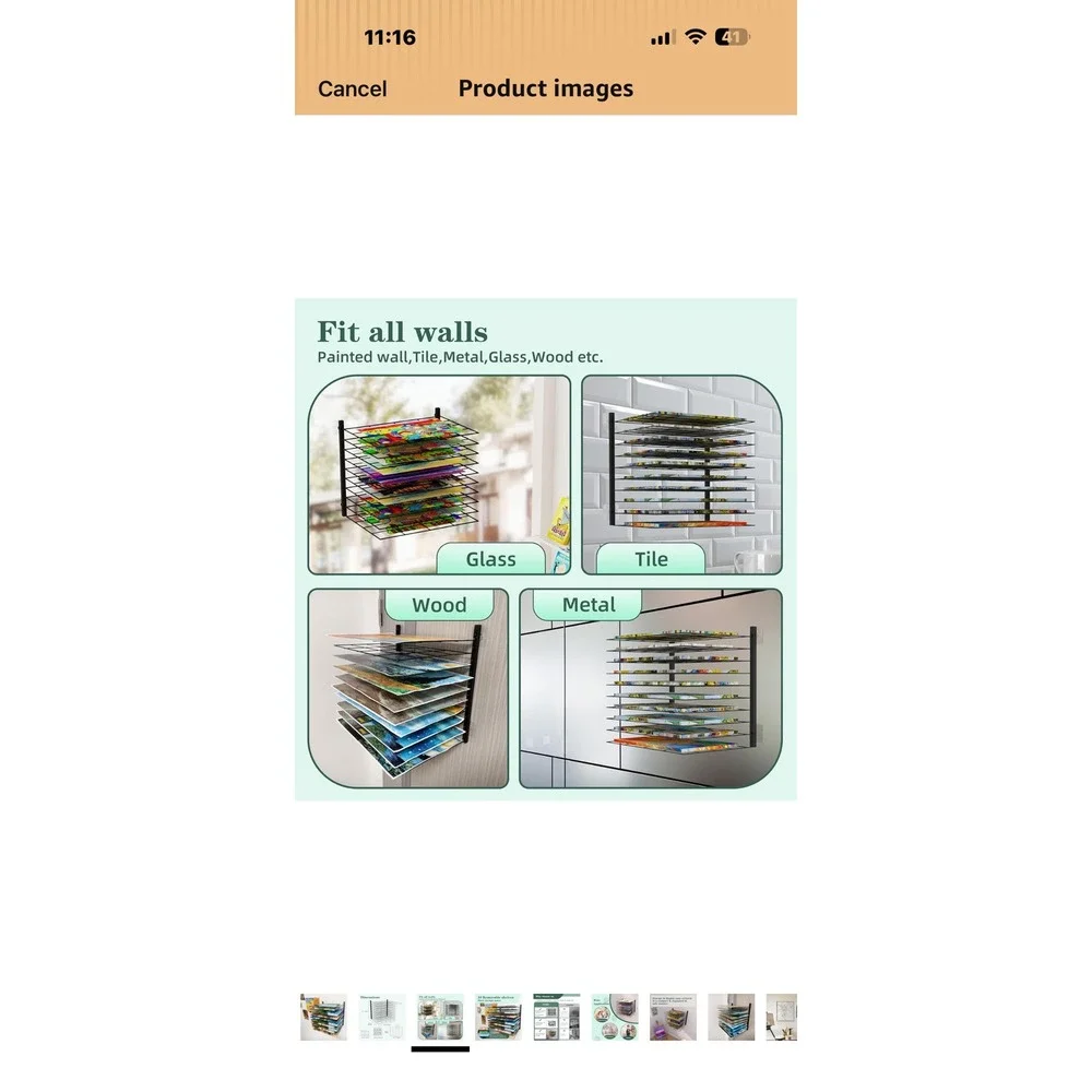 10 Shelf Wall Mounted Art Drying Rack Black Metal Canvas Storage Organizer